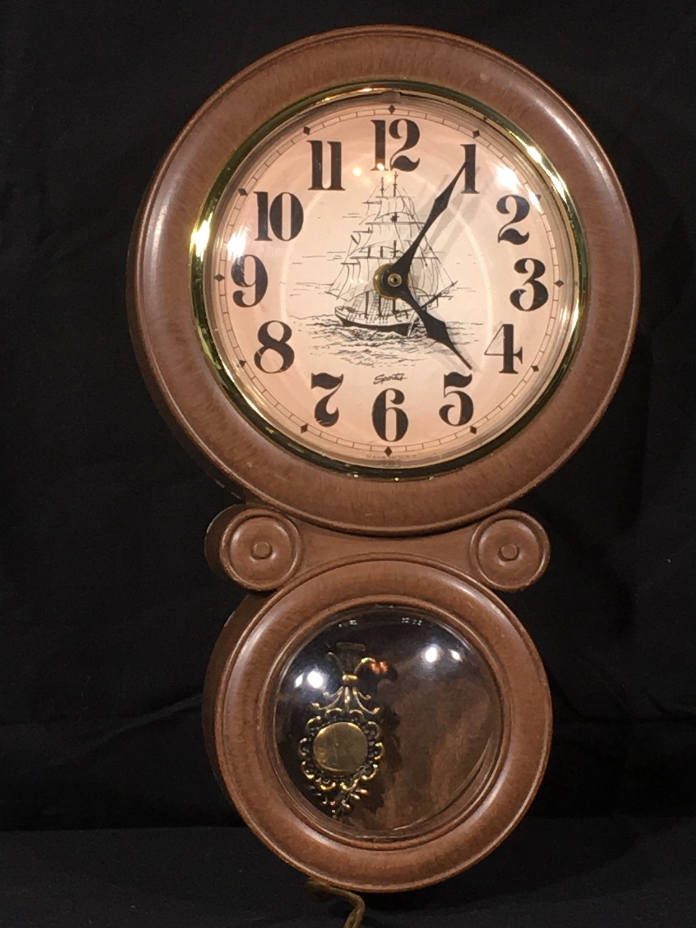 Vintage Nautical Wall Clock Decorative Spartus Brown Gold Vintage Nautical Wall Clock Decorative Spartus Brown Gold Hanging Decor
